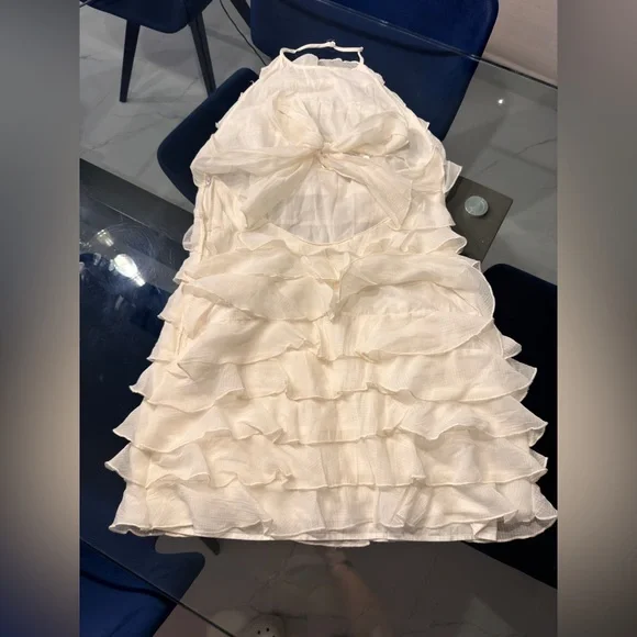 Chic Ivory Ruffle Dress - Picture 4 of 7